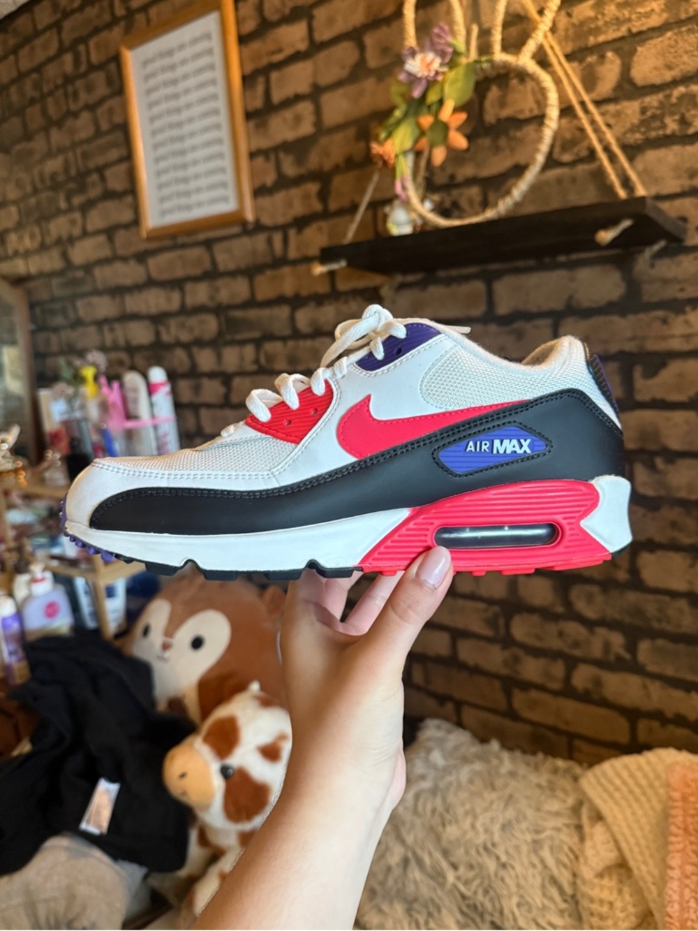 Men’s Nike Air Max 90 Essential Raptors Sneakers White Red Purple Size 9.5